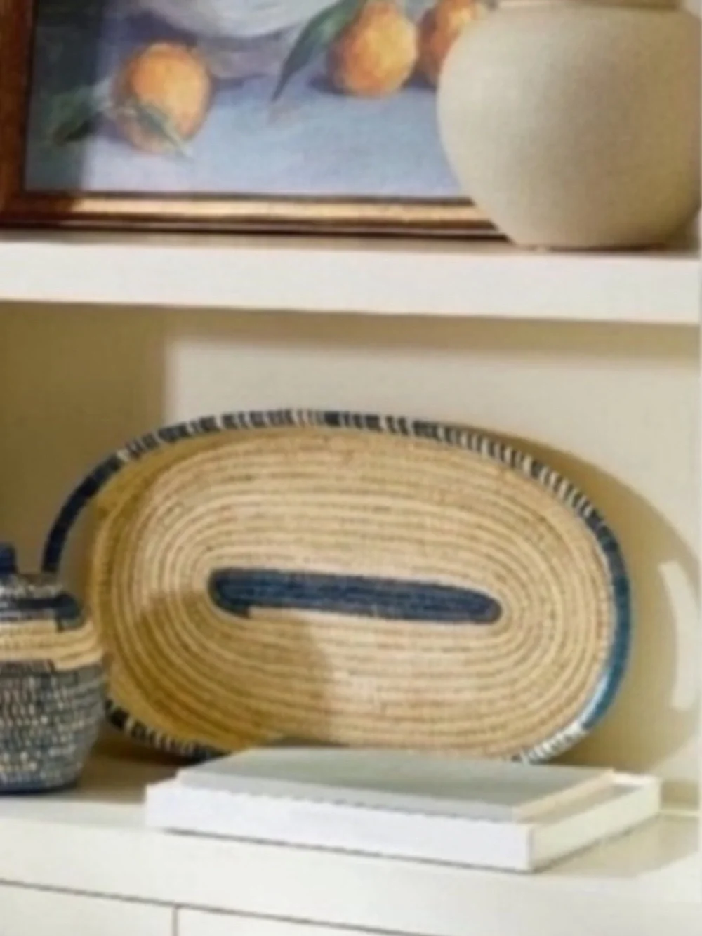 Threshold Bundle of 3 Handcrafted Woven Set. One Tray and Two Baskets with Lids
